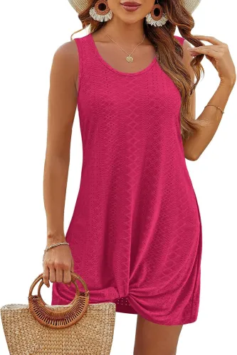 Round Neck Hollow Breathable Sleeveless Dress