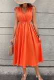 Summer Sleeveless V-Neck High Waisted Dress