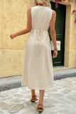 Sleeveless Round Neck Solid Color Pocket Dress