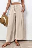 Summer Casual Pocket Elastic Wide Leg Pants