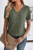 V-Neck Pit Stripe Brushed Short Sleeved T-Shirt