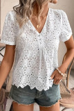 Embroidered Hollow V-Neck Sleeveless Shirt