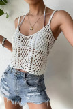 Hollow Out Sleeveless Suspender Sun Protection Shirt
