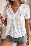 Embroidered Hollow V-Neck Sleeveless Shirt