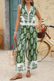 Bohemian Printed Vest Wide Leg Pants Two-Piece Set