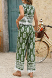 Bohemian Printed Vest Wide Leg Pants Two-Piece Set