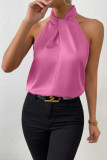Solid Color Satin Halter Sleeveless Vest