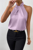 Solid Color Satin Halter Sleeveless Vest