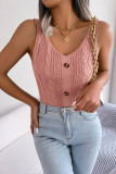 V-Neck Button Sleeveless Knitted Vest