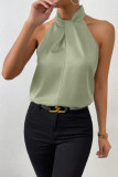 Solid Color Satin Halter Sleeveless Vest