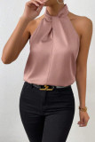 Solid Color Satin Halter Sleeveless Vest