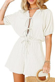 V-Neck Short Sleeved Casual Shorts Jumpsuit