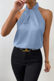 Solid Color Satin Halter Sleeveless Vest
