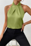 Solid Color Satin Halter Sleeveless Vest