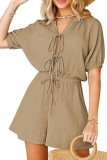 V-Neck Short Sleeved Casual Shorts Jumpsuit