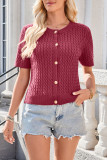 Short Sleeved Button Round Neck Sweater Cardigan