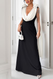V-Neck Contrasting Sleeveless Party Dress