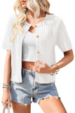 Short Sleeved Button Round Neck Sweater Cardigan
