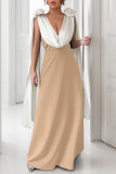 V-Neck Contrasting Sleeveless Party Dress