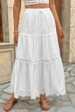Seaside Vacation Lace Elastic Solid Color Skirt