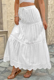 Seaside Vacation Lace Elastic Solid Color Skirt