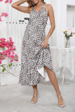 Leopard Print V-Neck Backless Sleeveless Dress