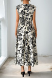 Vintage Floral Printed V-Neck Sleeveless Dress