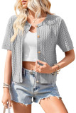 Short Sleeved Button Round Neck Sweater Cardigan