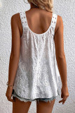 Solid Color Embroidered Loose Sleeveless Hollow Shirt