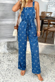 Bohemian Printed Contrasting Overalls Jumpsuit