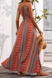 Ethnic Style Deep V-Neck Printed Sleeveless Dress