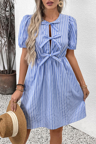 Summer Bow Bubble Short Sleeve Dress