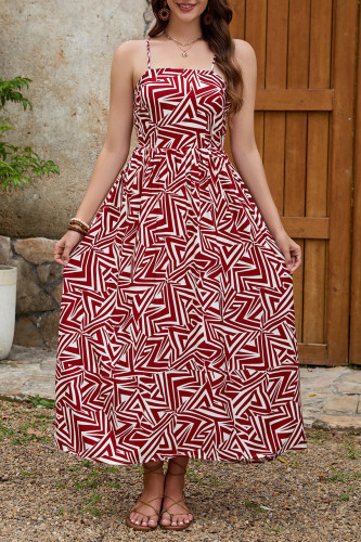 Summer Sleeveless Printed Backless Camisole Dress