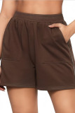 High Waisted Side Zipper Loose Pocket Sports Shorts