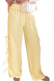 Summer Plaid Printed Strap Straight Leg Pants