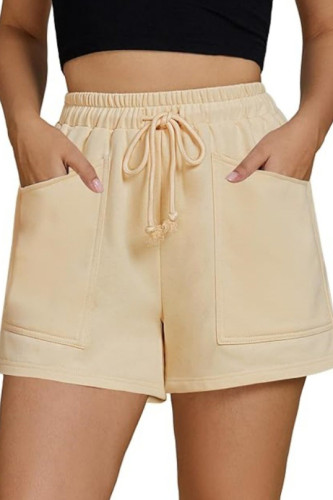 High Waisted Elastic Drawstring Cotton Sports Shorts