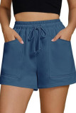 High Waisted Elastic Drawstring Cotton Sports Shorts
