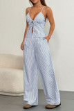 Striped Camisole Vest Wide Leg Pants Two-Piece Set