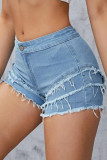 Summer High Waisted Woolen Denim Shorts