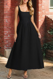 Solid Color Square Neck Sleeveless Vest Dress