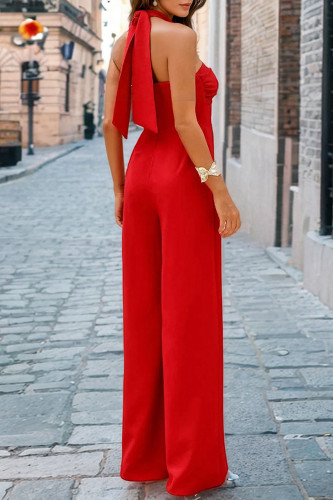 Summer Hanging Neck Strapless Straight Leg Jumpsuit