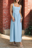 Solid Color Square Neck Sleeveless Vest Dress