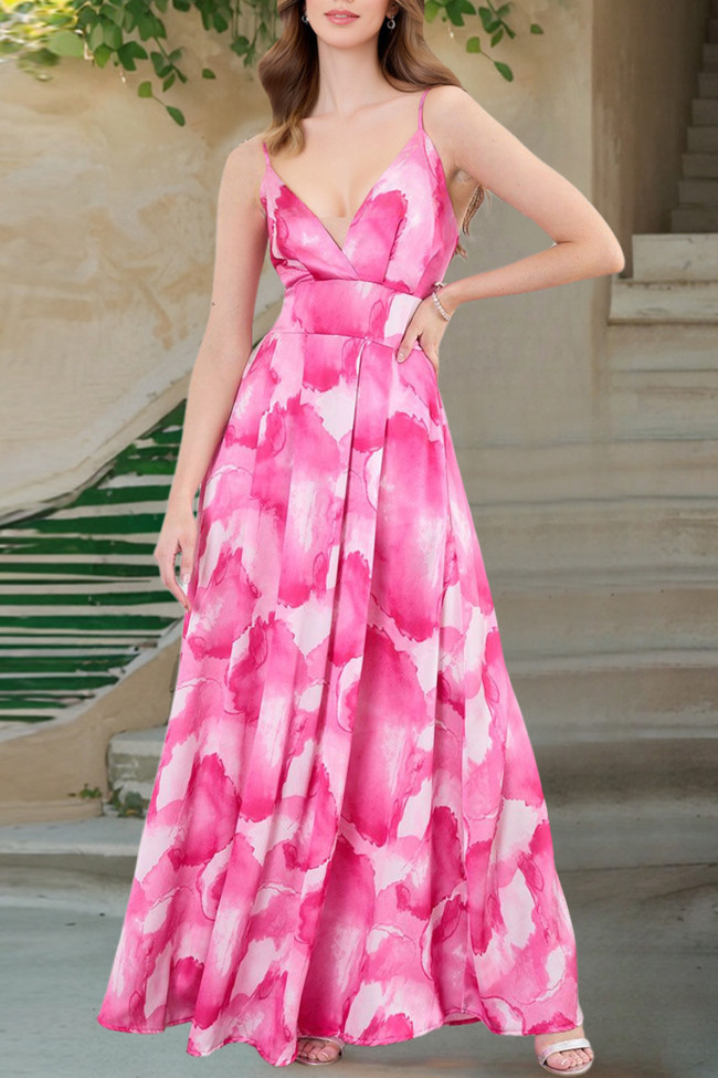 Bohemian V-Neck Printed Camisole Sleeveless Dress