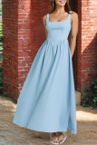 Solid Color Square Neck Sleeveless Vest Dress