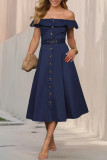 Fashion Retro Off Shoulder Ruffle Edge Dress