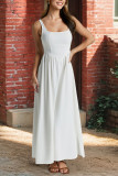 Solid Color Square Neck Sleeveless Vest Dress