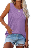 Round Neck Sleeveless Solid Color Vest T-Shirt