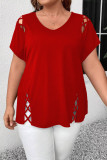 Large Size Solid Color Round Neck Short Sleeved T-Shirt