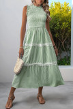Summer Striped Lace Patchwork Sleeveless Dress