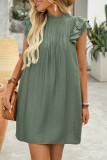 Summer Ruffled Short Sleeve Pleated Pocket Dress